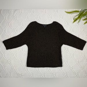 Eileen Fisher Organic Linen Blend Metallic Knit Sweater 3/4 Sleeve Petit M